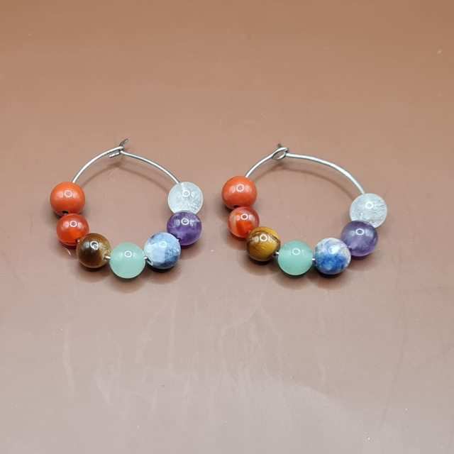 Créoles 7 Chakras argentées 2,5 cm