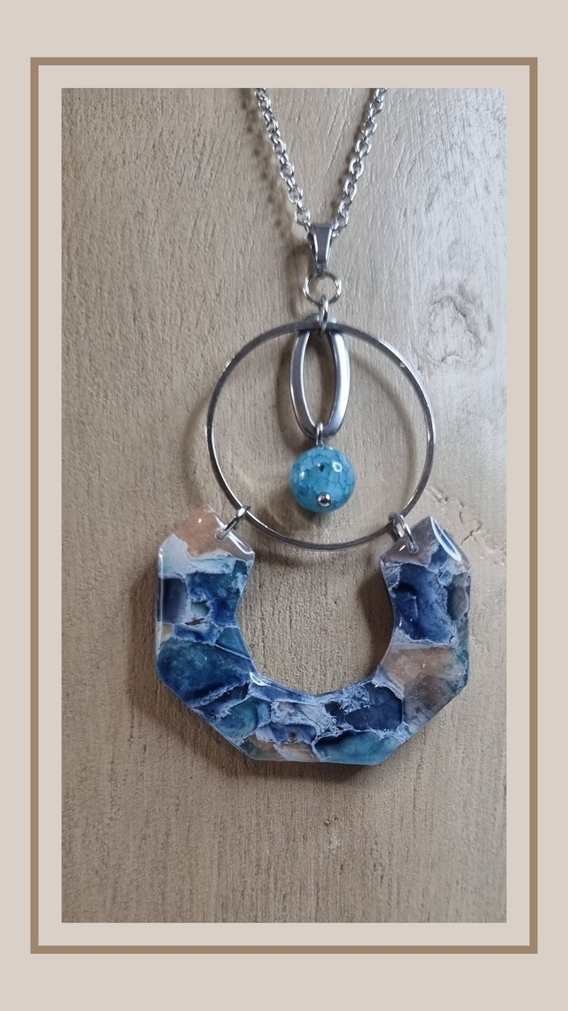 Parure bleu océan ennéagone 