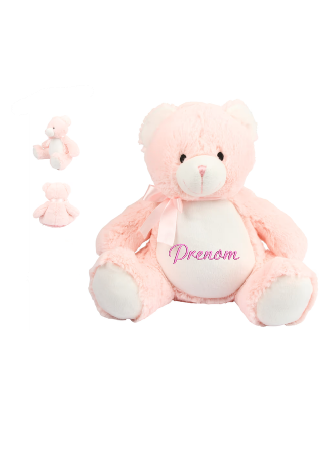 Ours en Peluche Personnalisé - Rose ou Bleu
