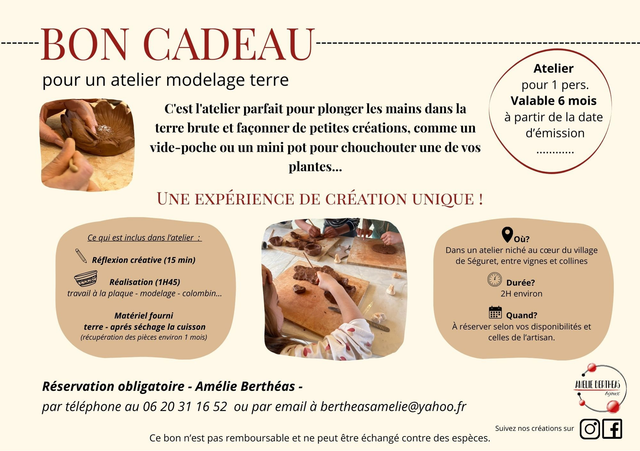 Bon cadeau - Atelier modelage