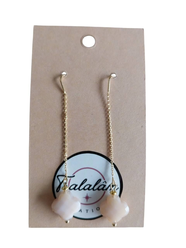 ✨Boucles d'oreilles chaîne fine trèfles Nude ✨