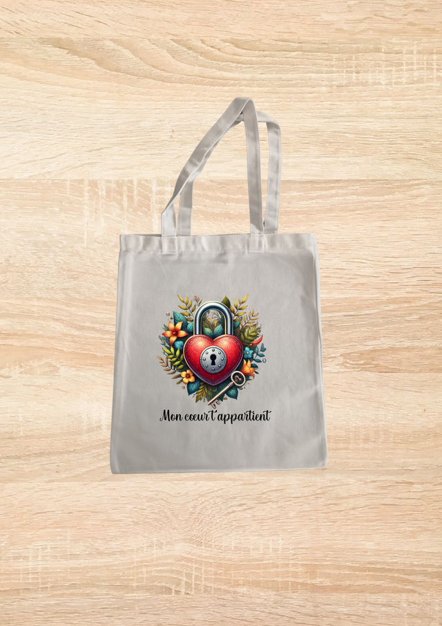 Sac fourre tout motif cadenas rouge fleuri