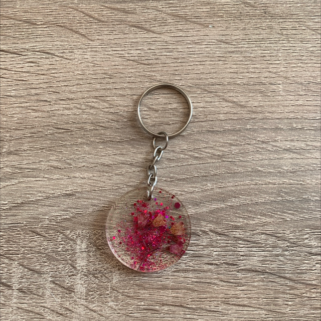 Porte-clés rond fleur