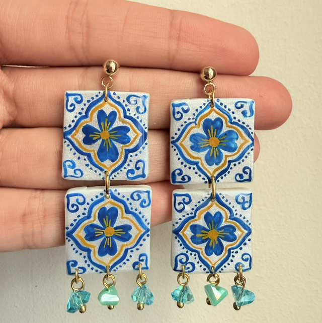 SERENA - Mediterranean Tile Statement Earrings