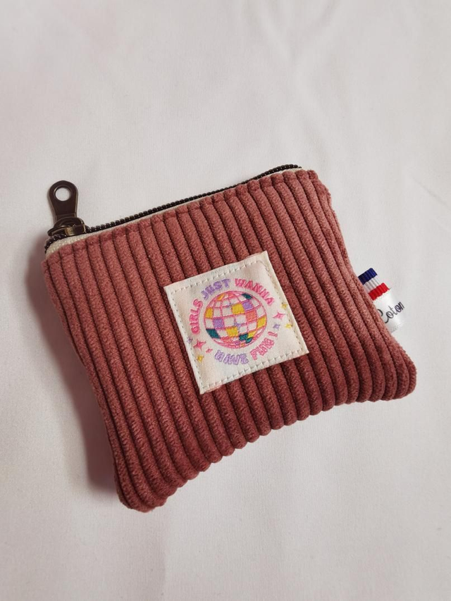 Porte-monnaie ELIOT velour vieux rose 