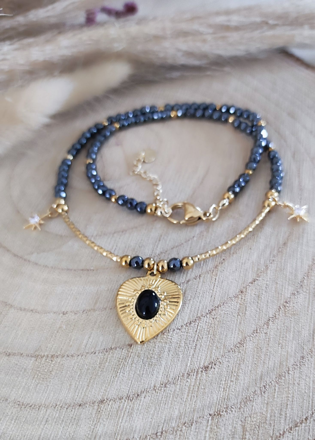 Collier "Confiance en soi" Hématite facettée