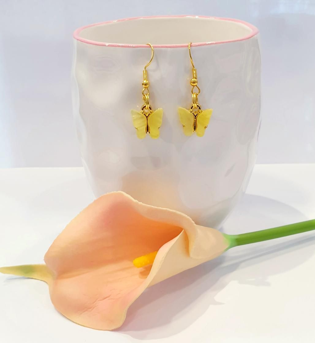 Yellow Butterfly Earrings 