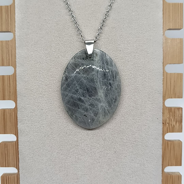 Labradorite Violette / Pendentif Ovale / Pierre Plate