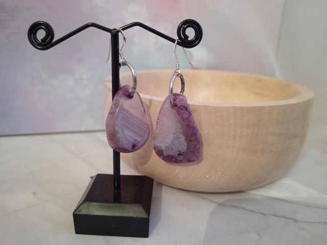 Purple agate earrings 