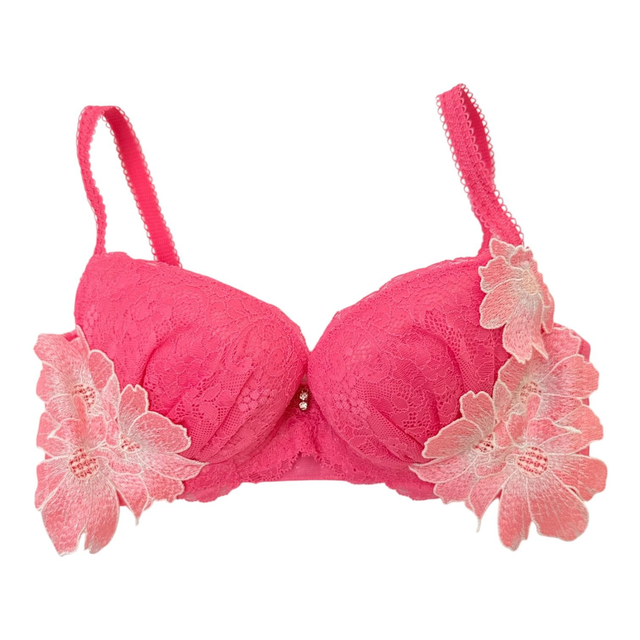 Coral pink intricate embroidered Japanese Bra UK 30A 