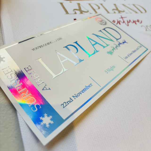 Lapland holo foil Christmas reveal gift ticket  