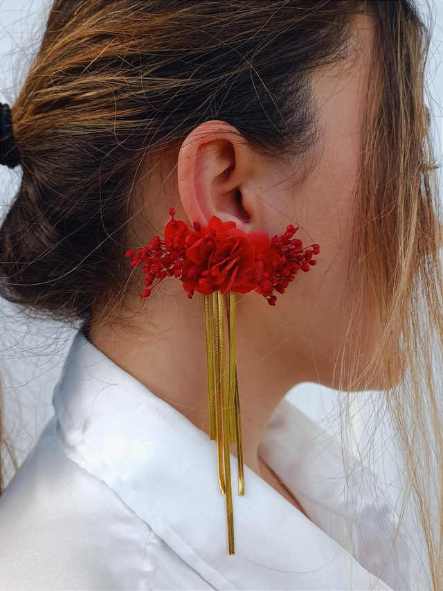 Boucles Pendantes Rouges 