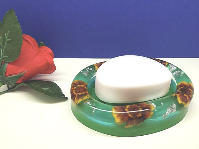 Porte savon nature fleuri d'Œillet d'Inde