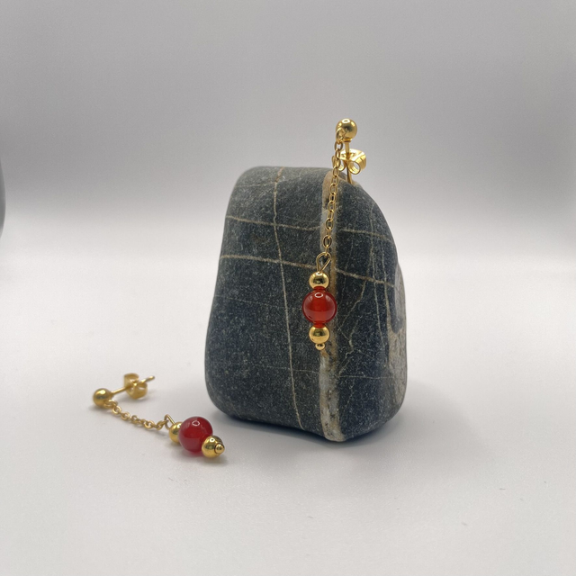 Boucles d'oreilles Paula - agate rouge