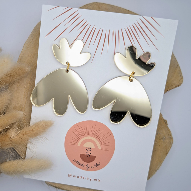 Boucles d'oreilles dorées effet miroir en plexi