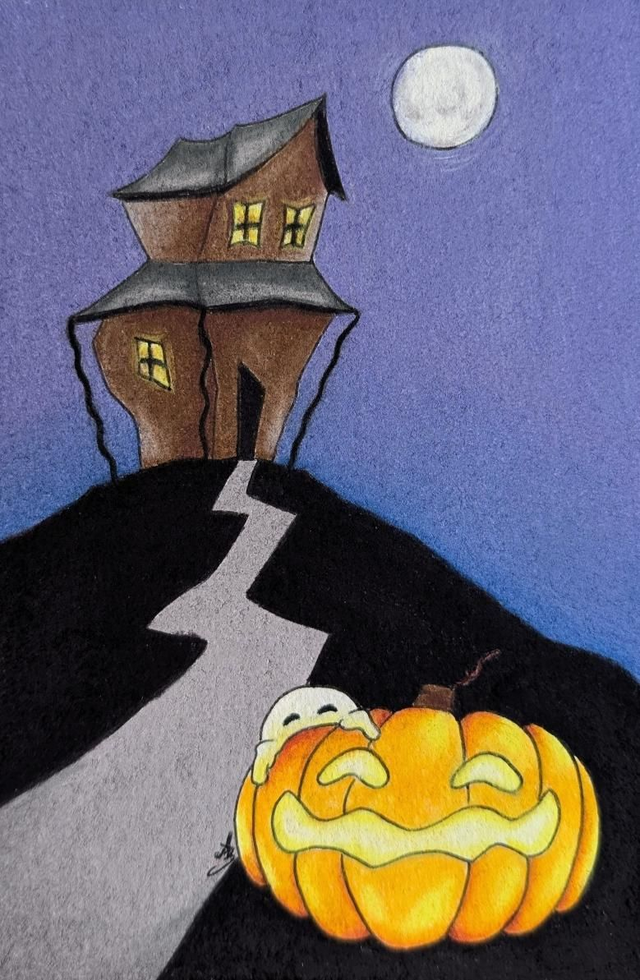 Pumpink House • Pastel original encadré