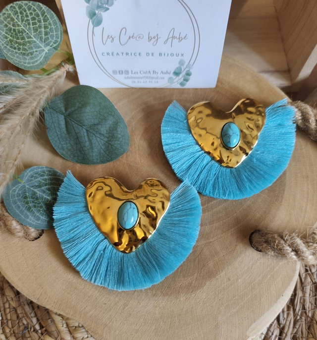 BO BIG BOHEME COEUR GOLD/TURQUOISE/ POMPONS 0001321