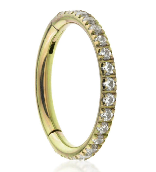 Zircon Gold Titanium Hinged Hoop with Crystals
