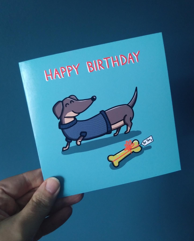 Dachshund dog birthday card
