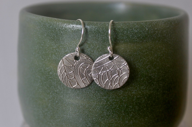 Fine Silver Textured Disc Earrings