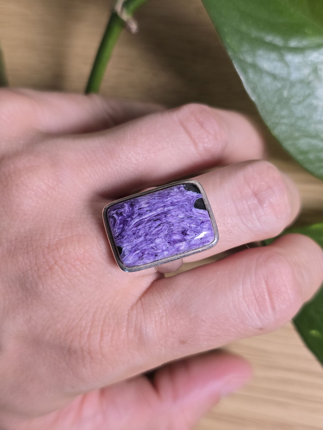 Bague en Charoïte et argent 925, Qualité AAA