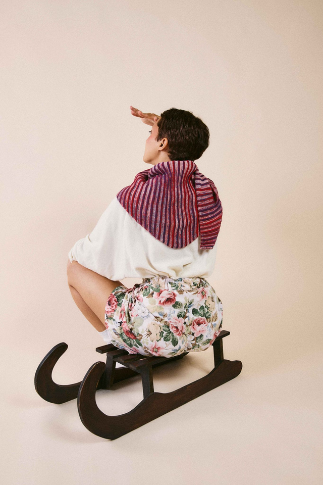 châle accordéon rose &amp; rouge 