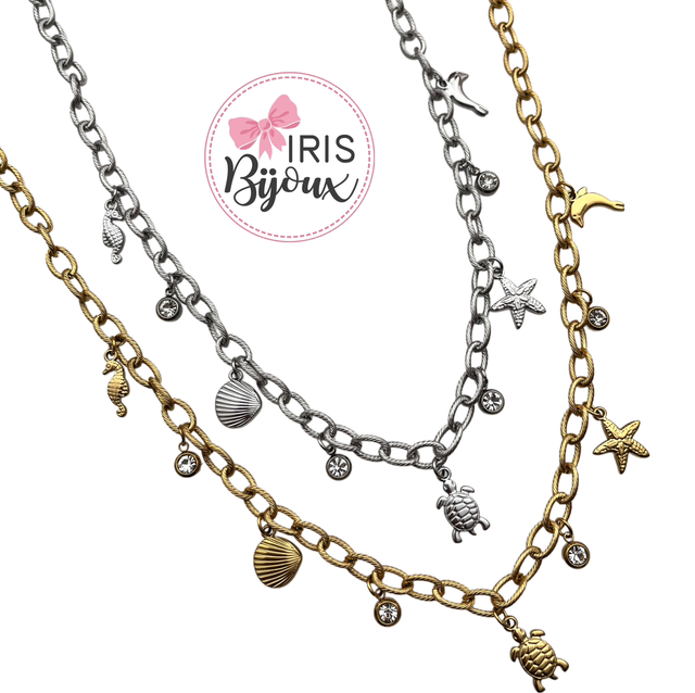 Collana multicharms tema mare 