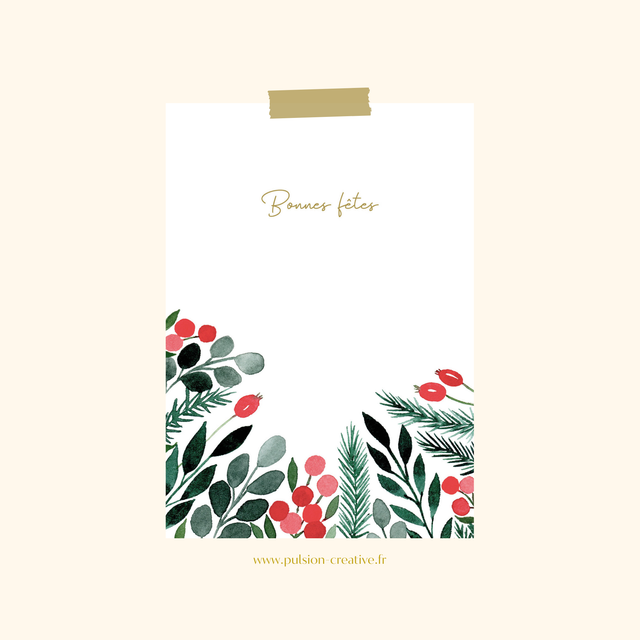 Carte de voeux aquarelle - Bonnes fêtes
