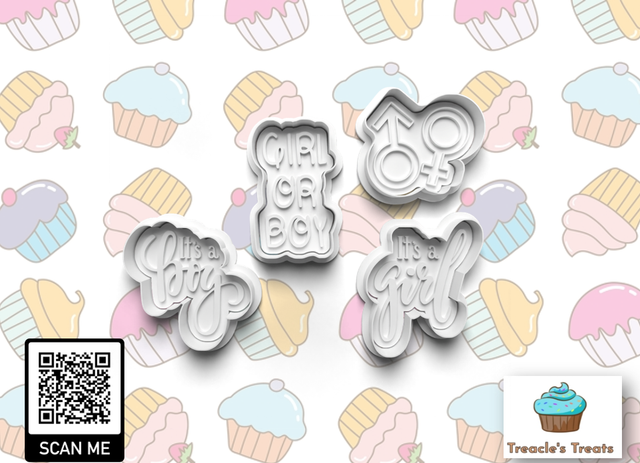 Gender reveal  Fondant/cookie stamps with cutters 
