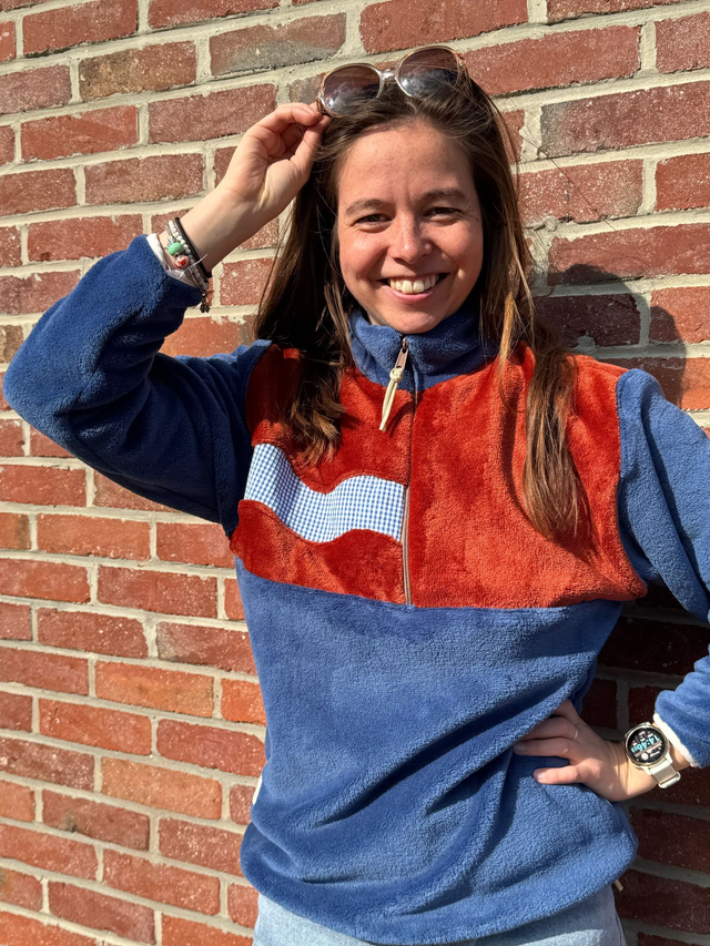 🌸Polaire bleu terracotta et vichy