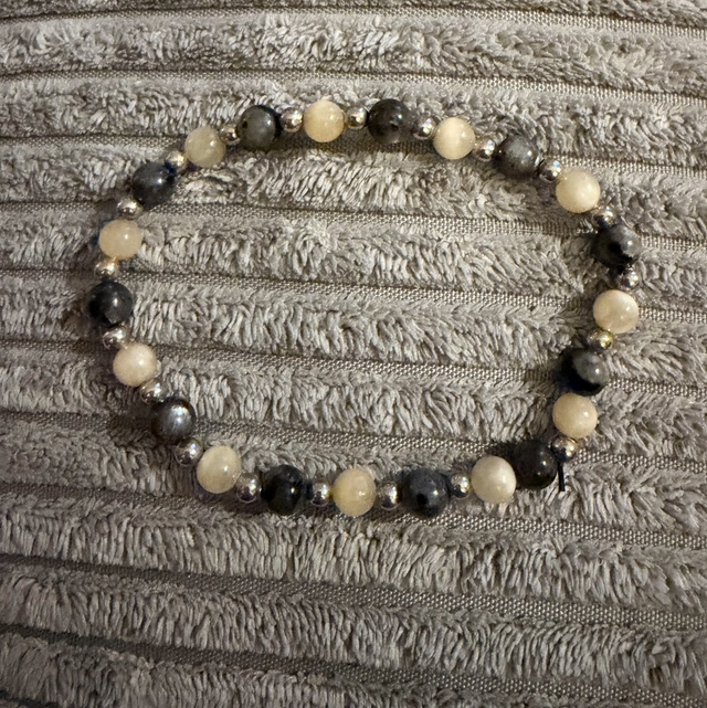 Larvikite &amp; Yellow Honey Jade 8” Mansize bracelet 