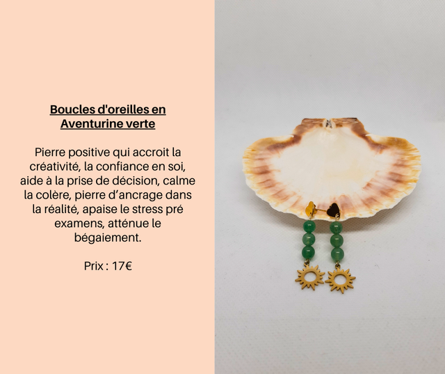 100- Boucles d'Oreilles en Aventurine Verte