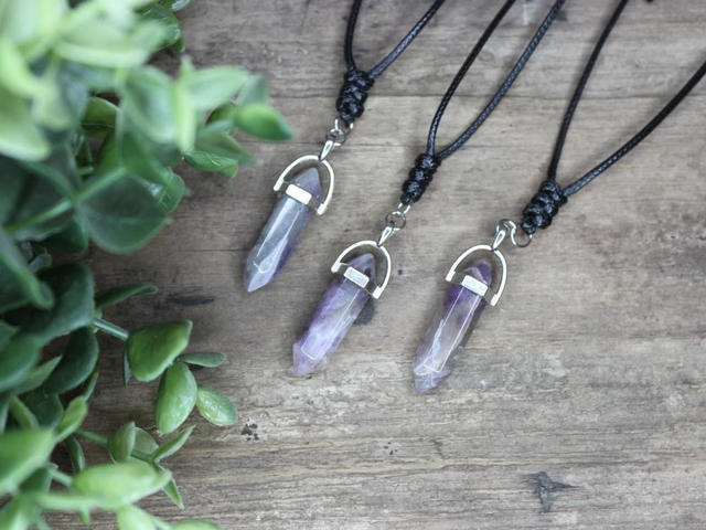 Amethyst Spitze Anhänger Kette [K0010]