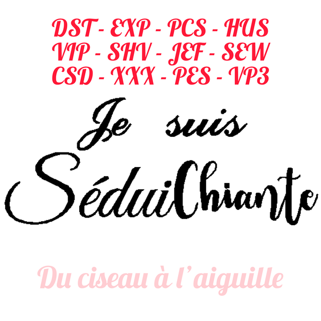 fichier broderie SéduiChiante - 3 Tailles / 12 Formats