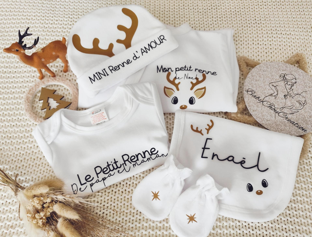 Ensemble velours " Mon petit renne de Noël "