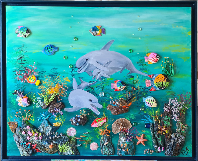 La famille dauphin 100x81