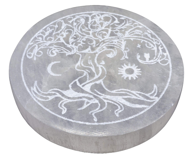 Plaque de rechargement en Sélénite Arbre de Vie stylisé