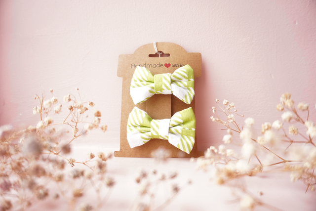 Green Checkered Mini Bow 2 Pack