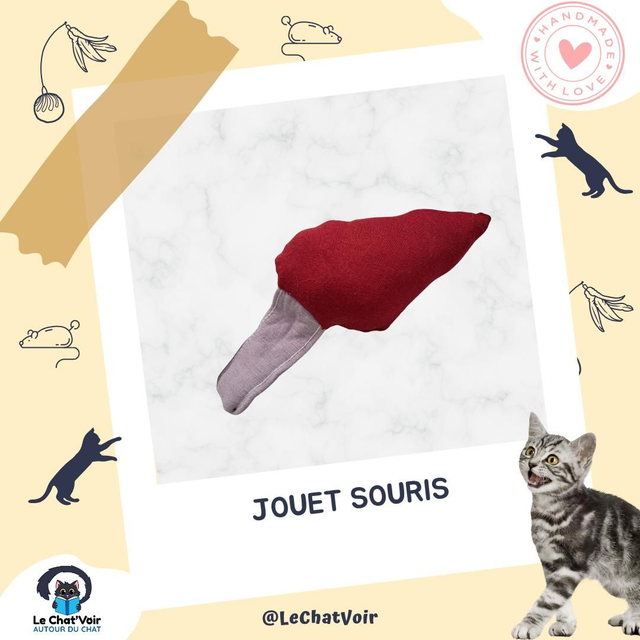 Jouet souris rouge violet