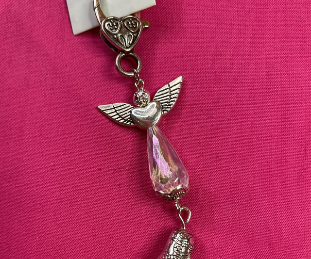 Clip-on handbag charm Angel with bell