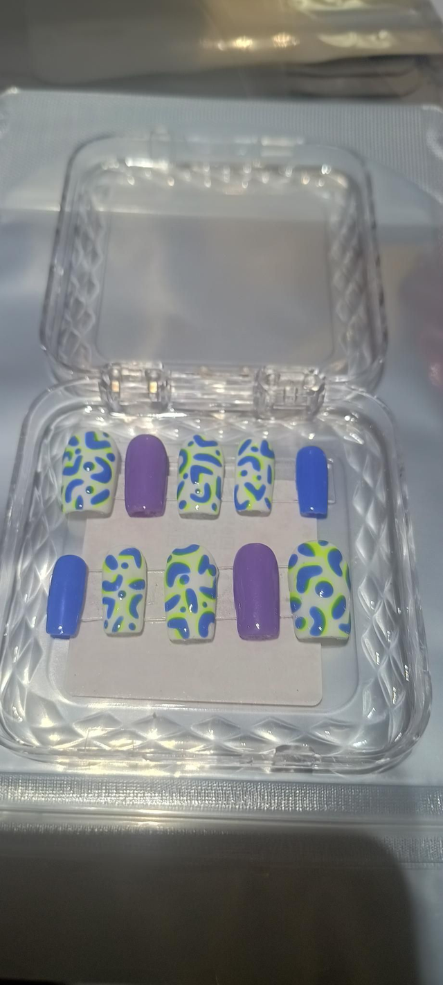 Fun 80s style Hand Painted Press On Nails 