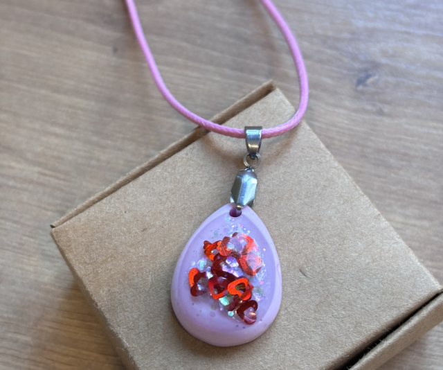 Pink heart necklace 