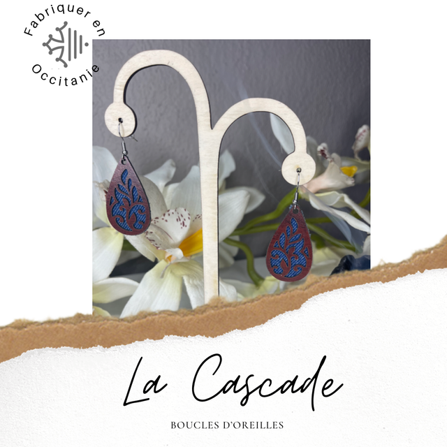 Boucles d&#039;Oreilles en Acajou et Jean