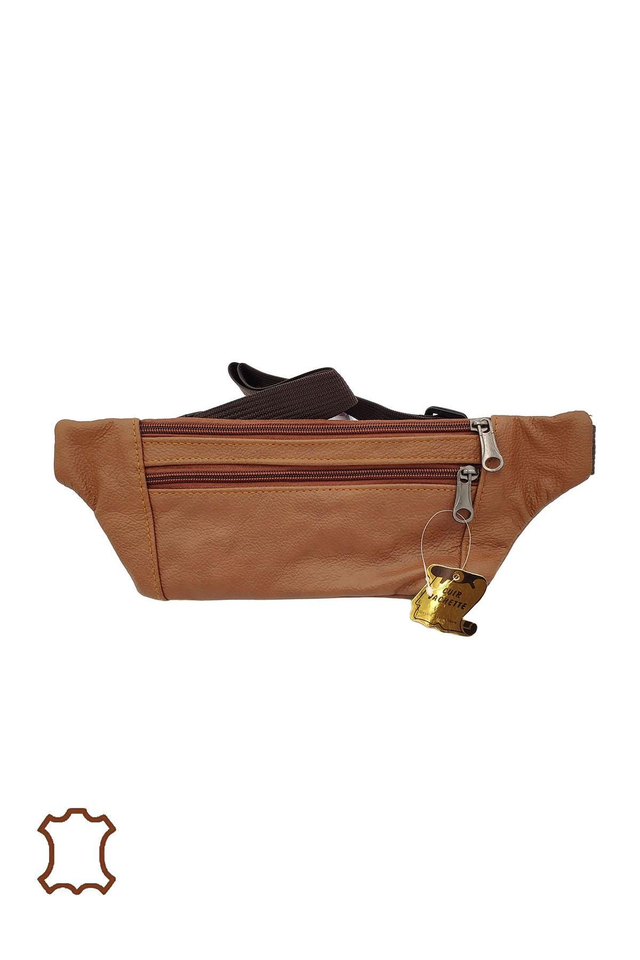 Sac banane cuir vachette noir