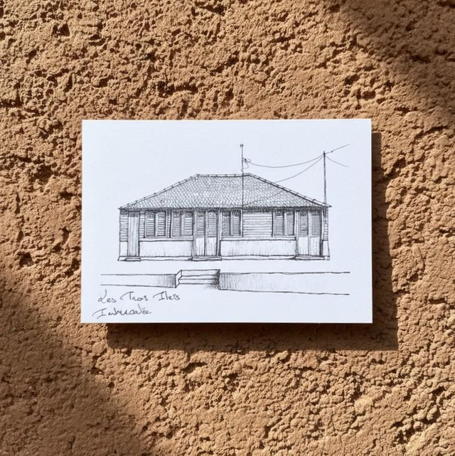 Carte postale blanc A6 - case créole #5 - Les Trois Ilets - Martinique - reproduction