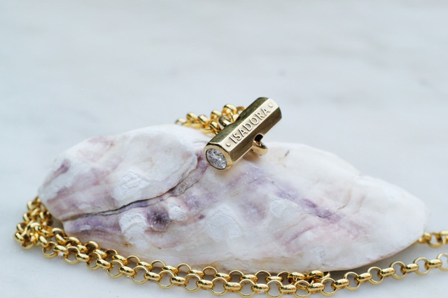 Capsule Pendant Gold Vermeil Jewelled