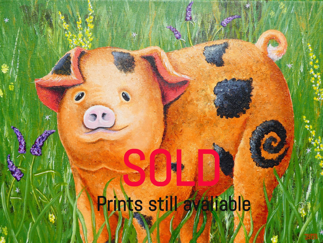 Lovely Original Fine Art Painting, from my "Compassionate World" collection, "Rootle and Wallow" 