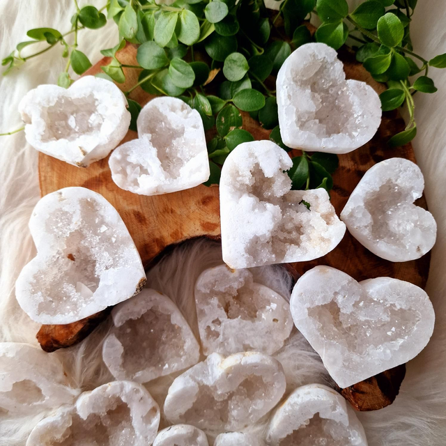 Geode Clear Quartz Hearts