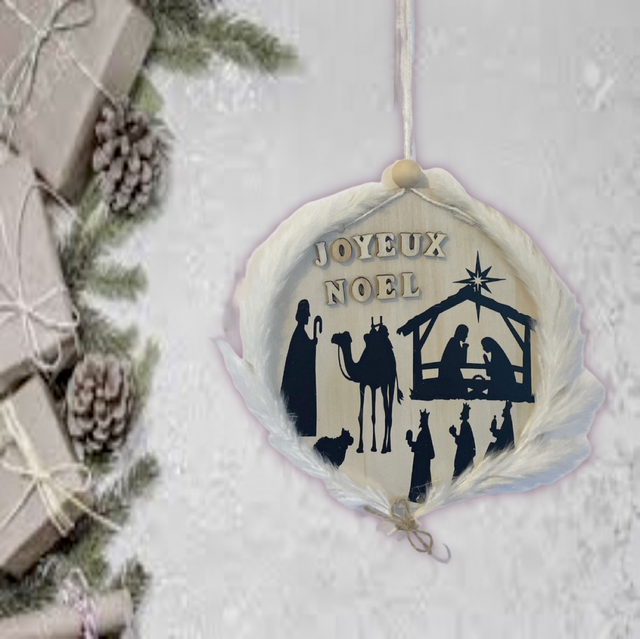 Décoration de Noël en bois Nativité 