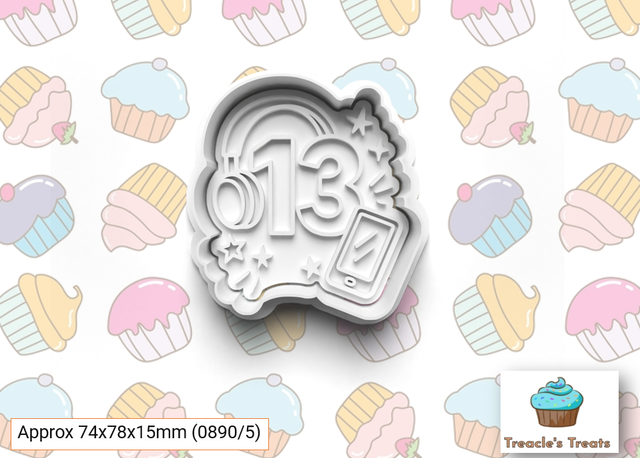 Happy Birthday number 13 Fondant/cookie stamp with cutter 